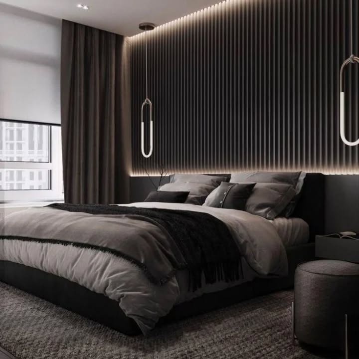 Modern bedroom with elegant lighting